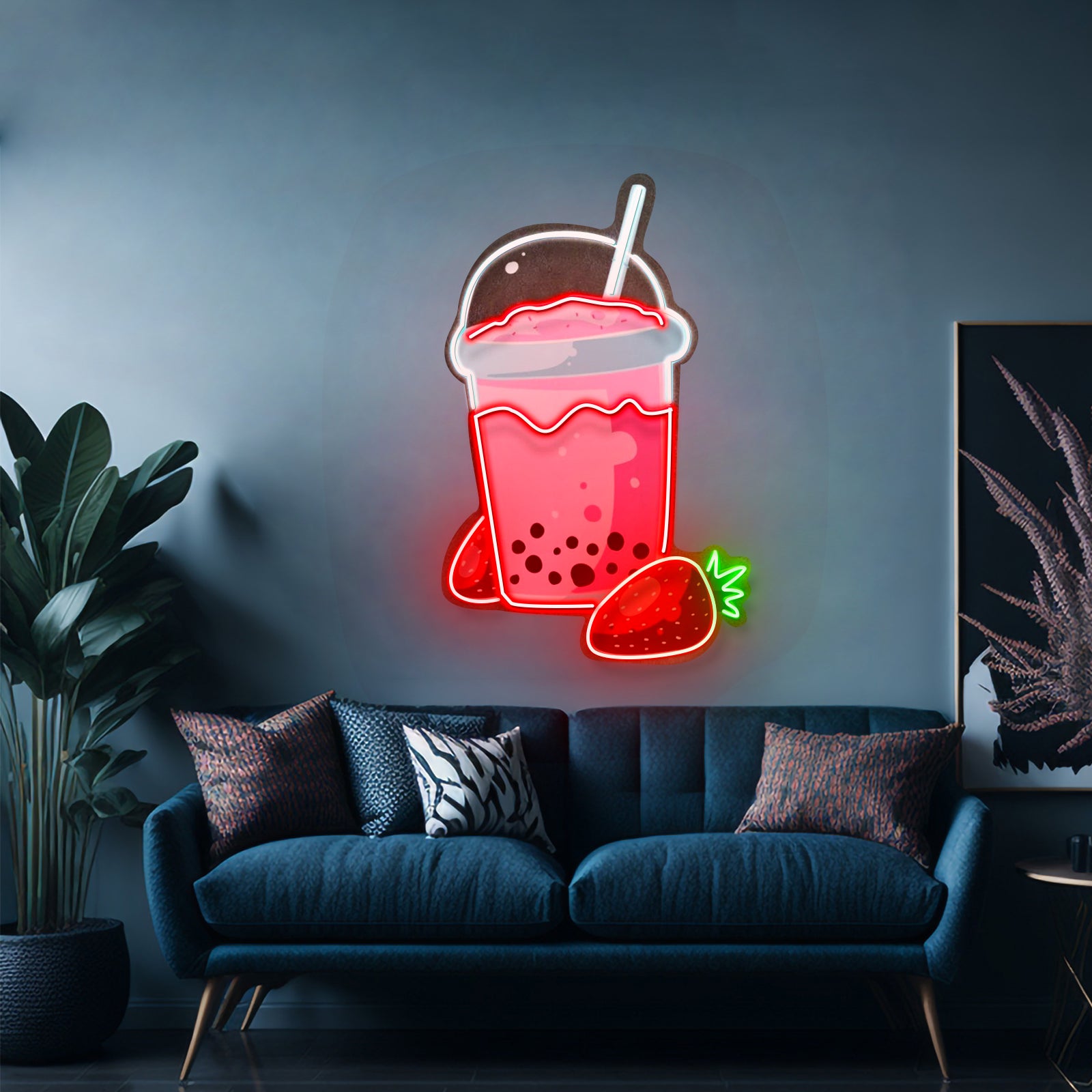 Strawberry Milk Neon Acrylic Artwork