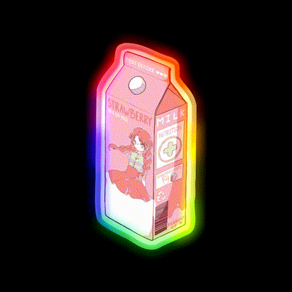 Strawberry Milk Snack Food Led Neon Sign Rgb Color