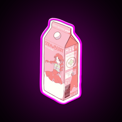 Strawberry Milk Snack Food Led Neon Sign Rgb Color - Shineneon