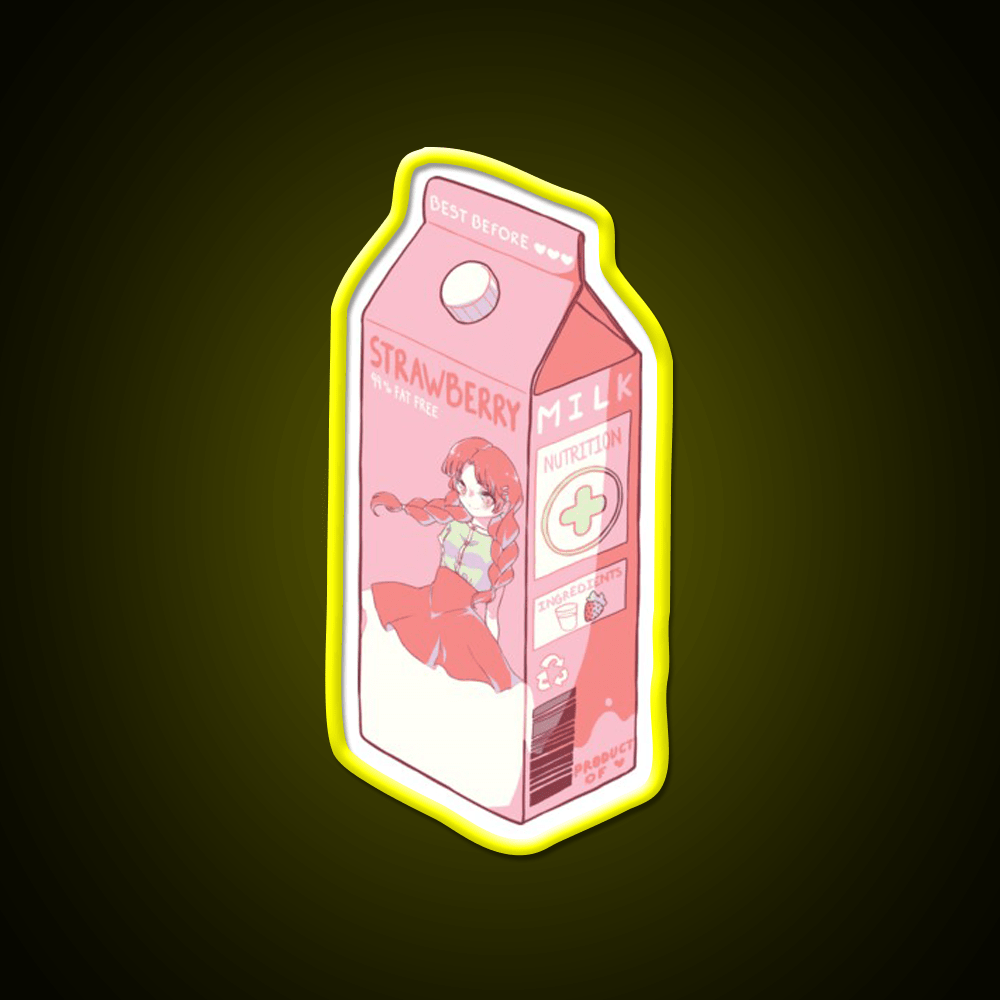 Strawberry Milk Snack Food Led Neon Sign Rgb Color - Shineneon