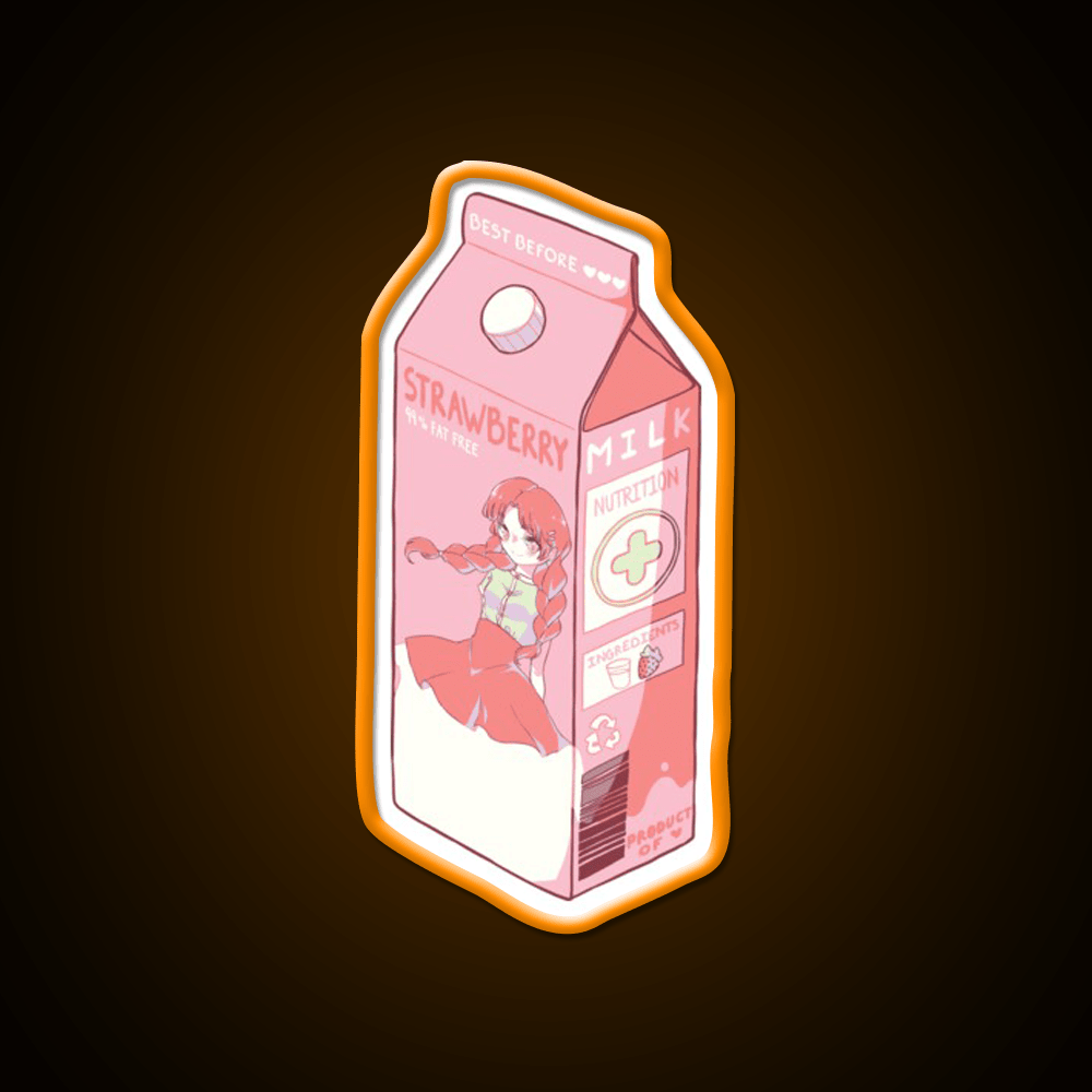 Strawberry Milk Snack Food Led Neon Sign Rgb Color - Shineneon