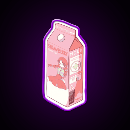 Strawberry Milk Snack Food Led Neon Sign Rgb Color - Shineneon