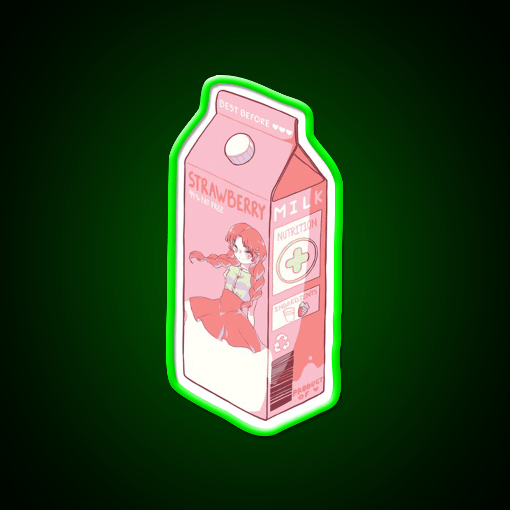 Strawberry Milk Snack Food Led Neon Sign Rgb Color - Shineneon
