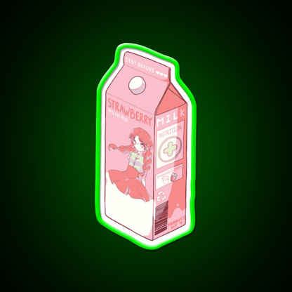 Strawberry Milk Snack Food Led Neon Sign Rgb Color - Shineneon