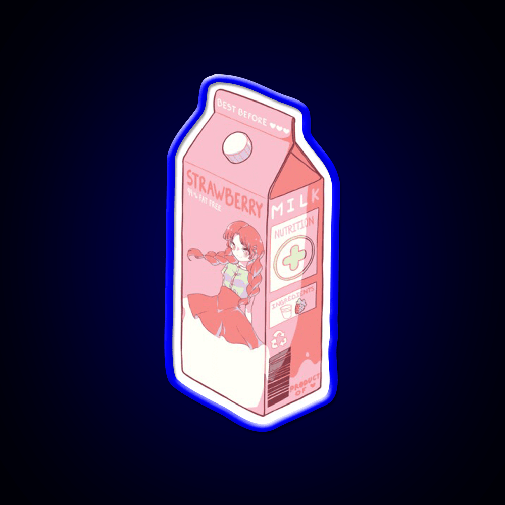 Strawberry Milk Snack Food Led Neon Sign Rgb Color - Shineneon