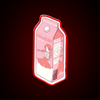 Strawberry Milk Snack Food Led Neon Sign Rgb Color - Shineneon
