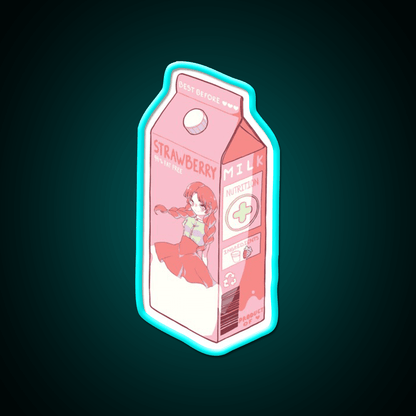 Strawberry Milk Snack Food Led Neon Sign Rgb Color - Shineneon