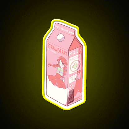 Strawberry Milk Snack Food Led Neon Sign Rgb Color - Custom LED neon sign front view