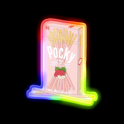 Strawberry Pocky Snack Food Led Neon Sign For Snack Room Rgb Color - LED neon sign close-up detail