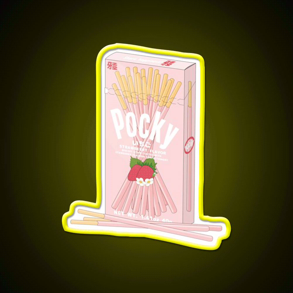Strawberry Pocky Snack Food Led Neon Sign For Snack Room Rgb Color - Custom LED neon sign front view