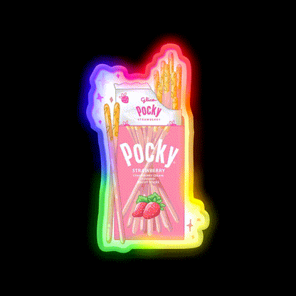 Strawberry Pocky Snack Food Led Neon Sign For Vending Area Rgb Color - LED neon sign close-up detail