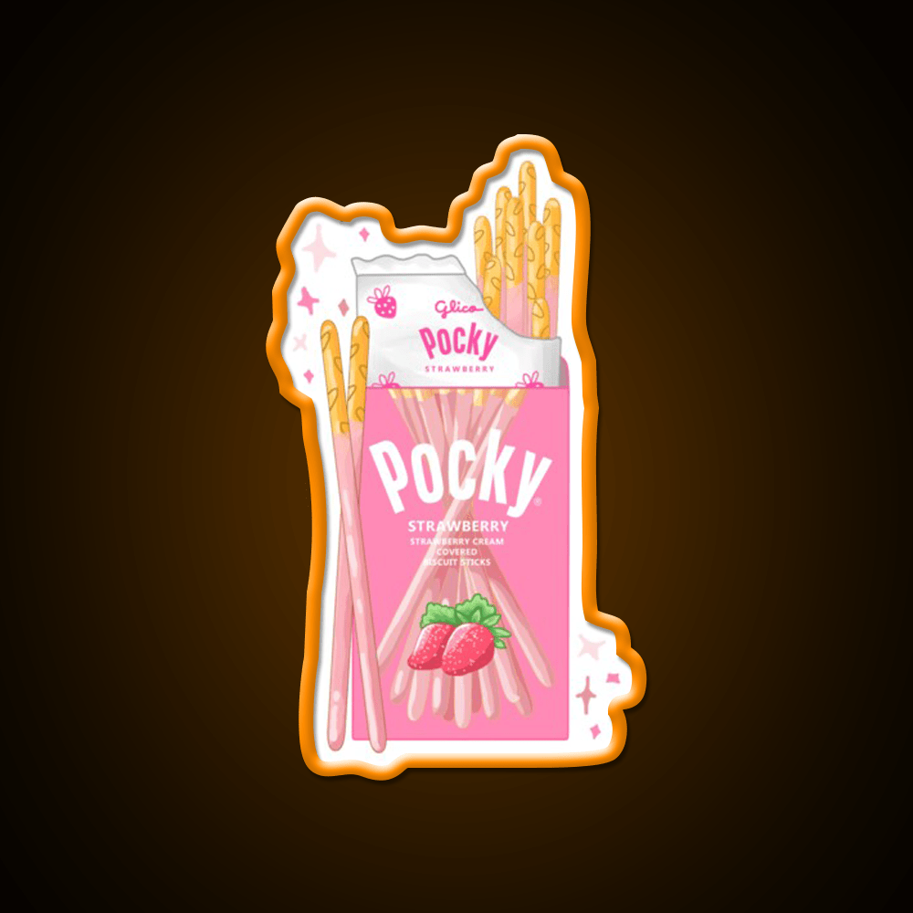 Strawberry Pocky Snack Food Led Neon Sign For Vending Area Rgb Color - Shineneon