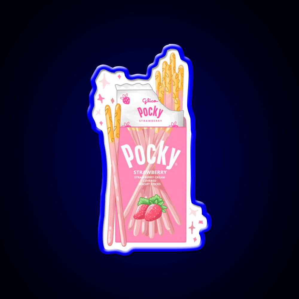 Strawberry Pocky Snack Food Led Neon Sign For Vending Area Rgb Color - Shineneon