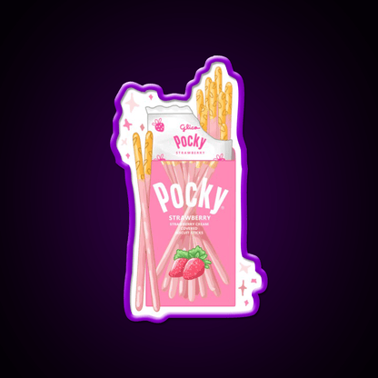 Strawberry Pocky Snack Food Led Neon Sign For Vending Area Rgb Color - Shineneon