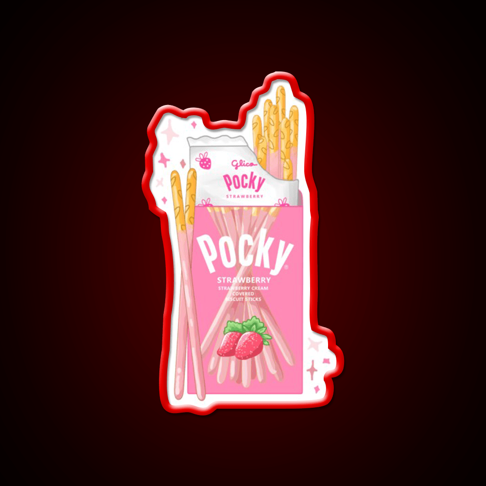 Strawberry Pocky Snack Food Led Neon Sign For Vending Area Rgb Color - Shineneon