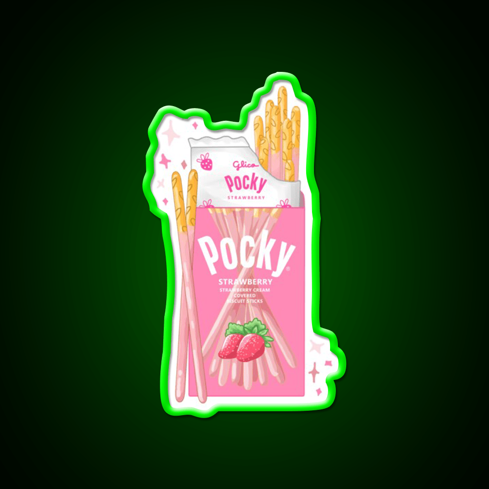 Strawberry Pocky Snack Food Led Neon Sign For Vending Area Rgb Color - Shineneon