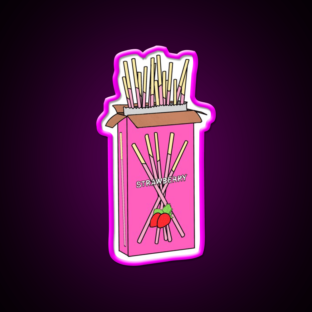 Strawberry Pocky Snack Food Led Neon Sign Rgb Color - Shineneon