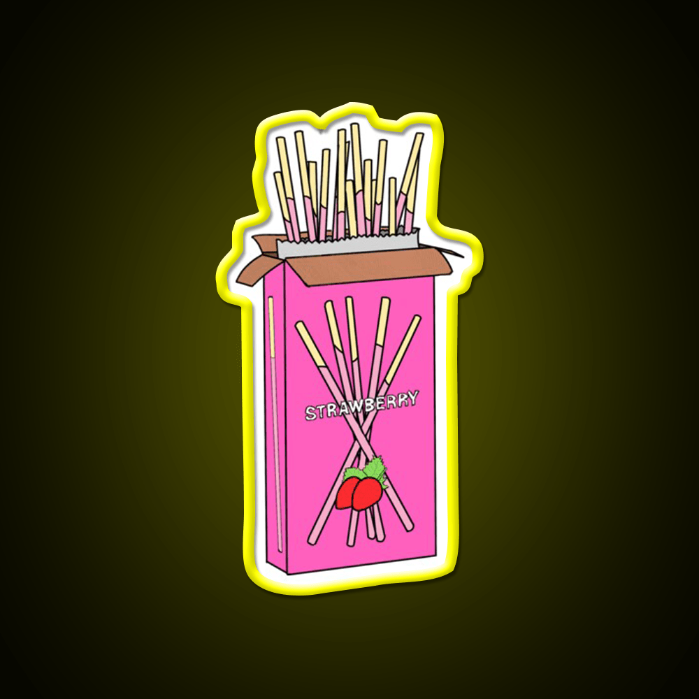 Strawberry Pocky Snack Food Led Neon Sign Rgb Color - Shineneon