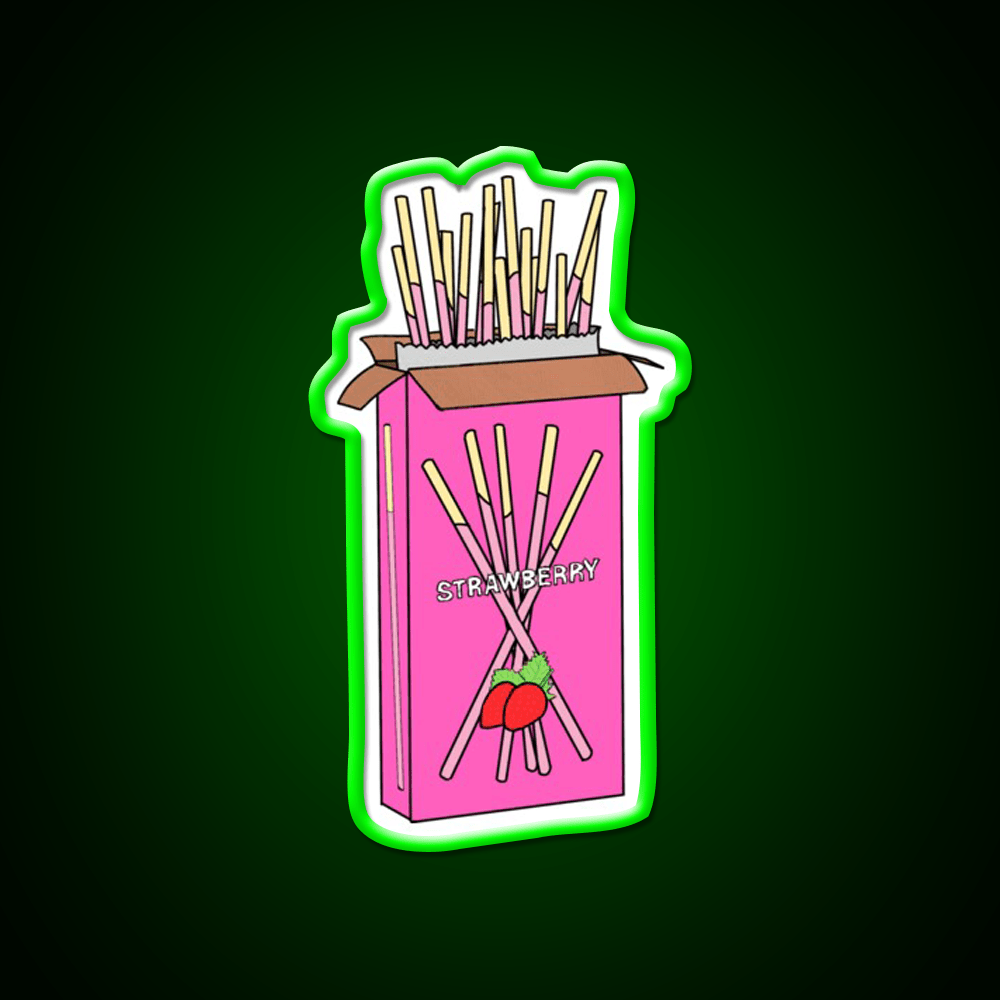 Strawberry Pocky Snack Food Led Neon Sign Rgb Color - Shineneon