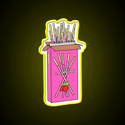 Strawberry Pocky Snack Food Led Neon Sign Rgb Color - Custom LED neon sign front view