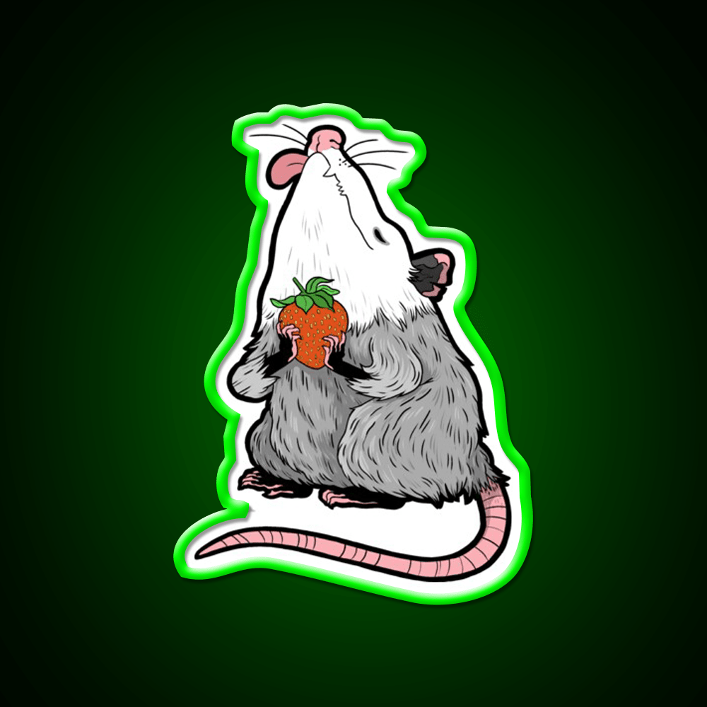 Strawberry Possum Snack Food Led Neon Sign Rgb Color - Shineneon