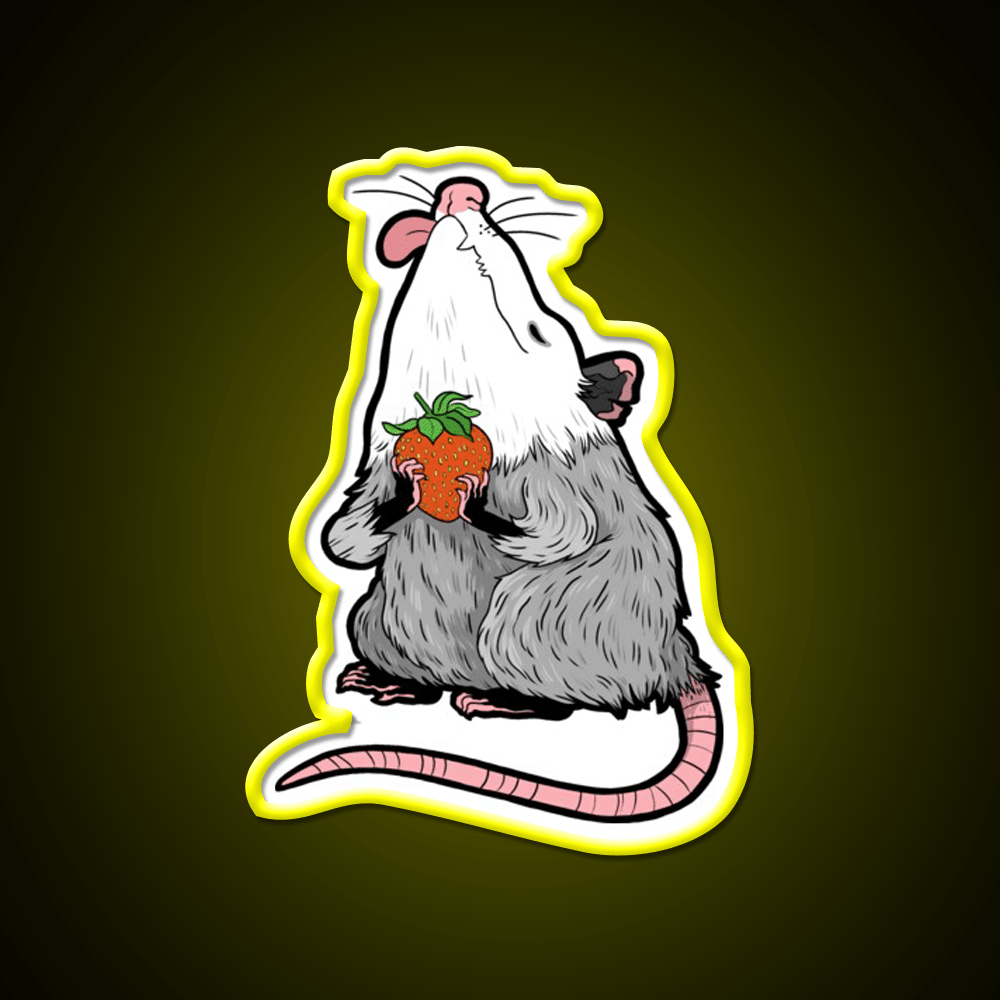 Strawberry Possum Snack Food Led Neon Sign Rgb Color - Shineneon