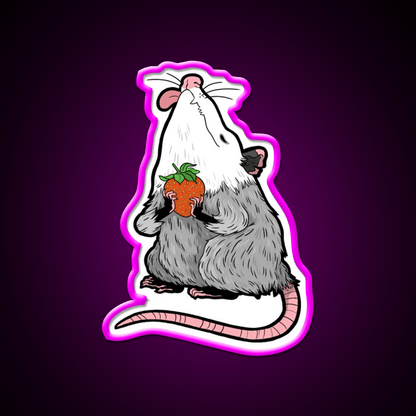 Strawberry Possum Snack Food Led Neon Sign Rgb Color - Shineneon