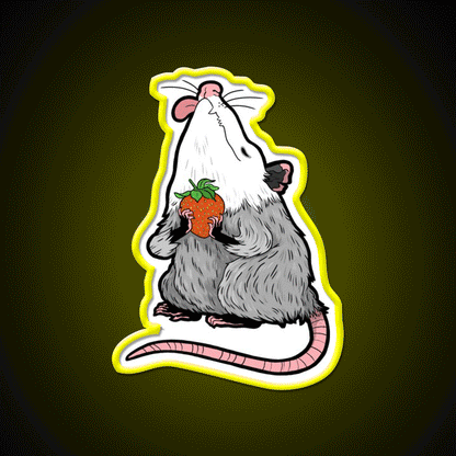 Strawberry Possum Snack Food Led Neon Sign Rgb Color - Custom LED neon sign front view