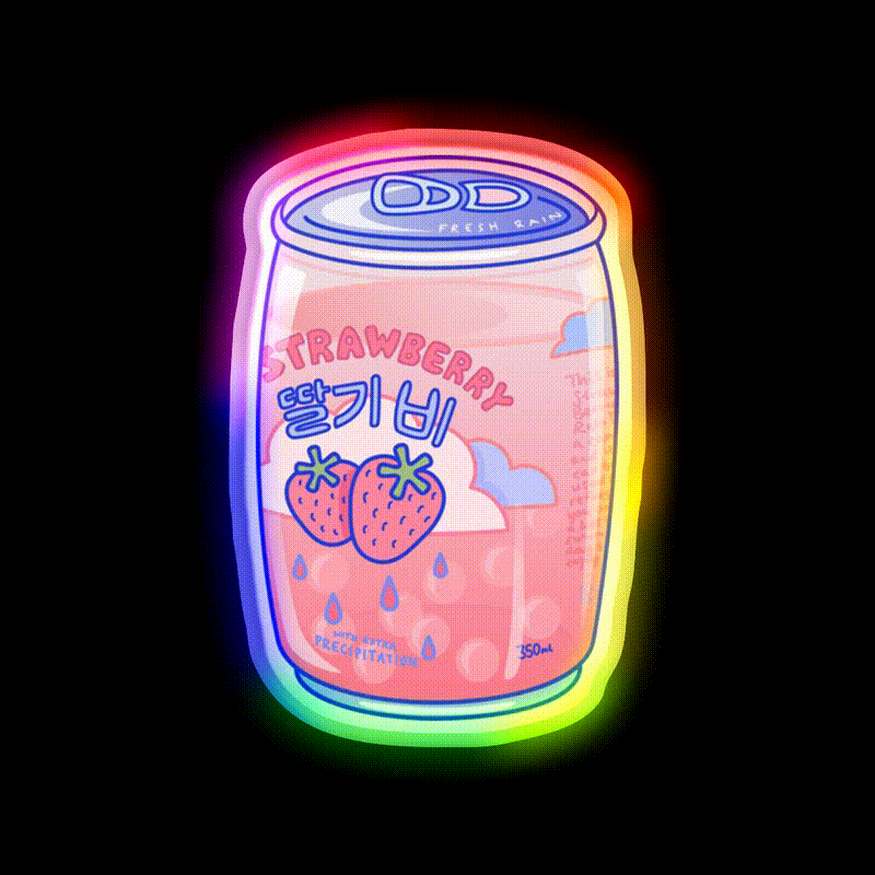 Strawberry Rain Snack Food Led Neon Sign Rgb Color - LED neon sign close-up detail