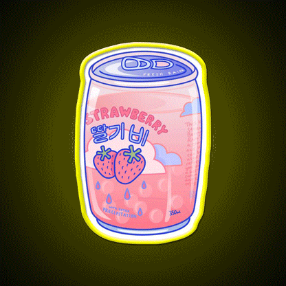 Strawberry Rain Snack Food Led Neon Sign Rgb Color - Custom LED neon sign front view