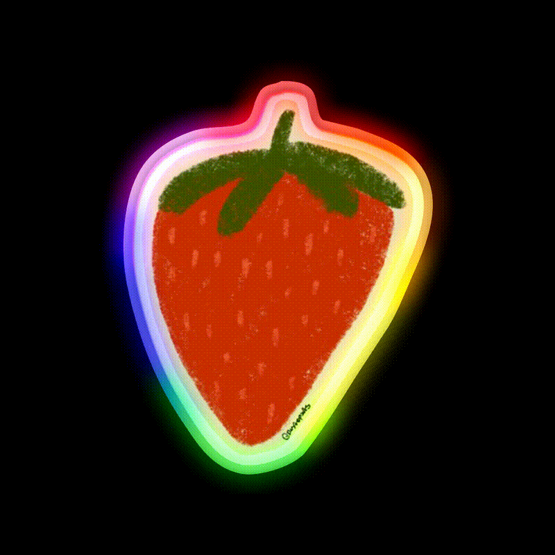 Strawberry Snack Food Led Neon Sign For Snack Room Rgb Color - LED neon sign close-up detail