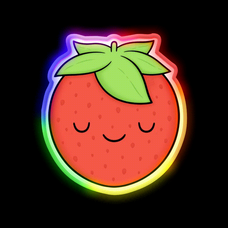 Strawberry Snack Food Led Neon Sign Rgb Color - LED neon sign close-up detail