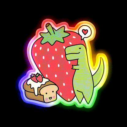 Strawberry Snack Loof Timmy Snack Food Led Neon Sign Rgb Color - LED neon sign close-up detail