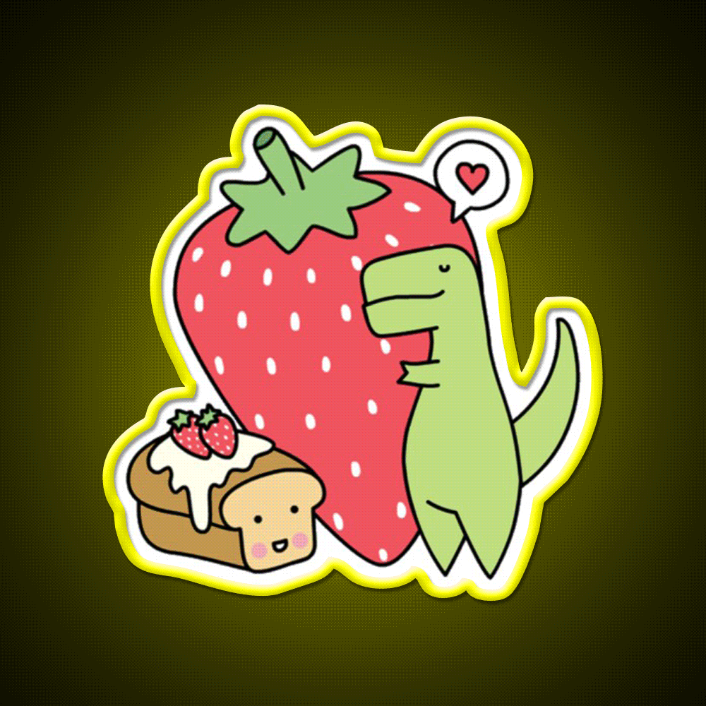 Strawberry Snack Loof Timmy Snack Food Led Neon Sign Rgb Color - Custom LED neon sign front view