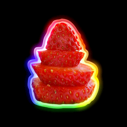 Strawberry Stack Snack Food Led Neon Sign Rgb Color - LED neon sign close-up detail