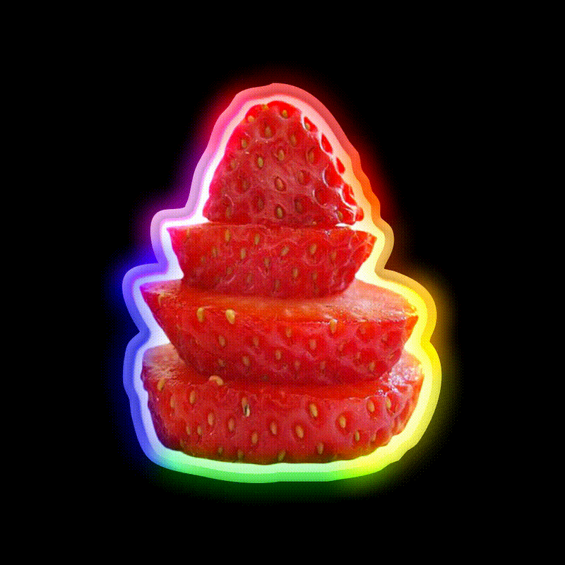 Strawberry Stack Snack Food Led Neon Sign Rgb Color - LED neon sign close-up detail