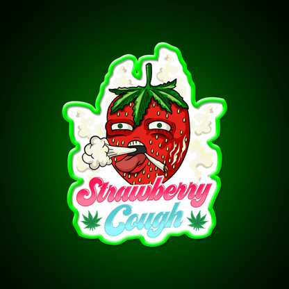Strawberry Strain Weed Cough Hemp Inspired Green Leaf Led Neon Sign Rgb Color - LED neon sign view 8