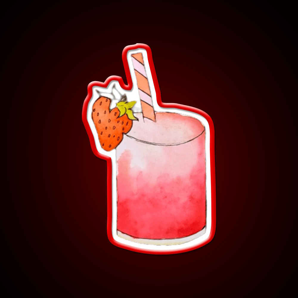 Strawberry Watercolor Cocktail Bar Decor Led Neon Sign Rgb Color - Shineneon