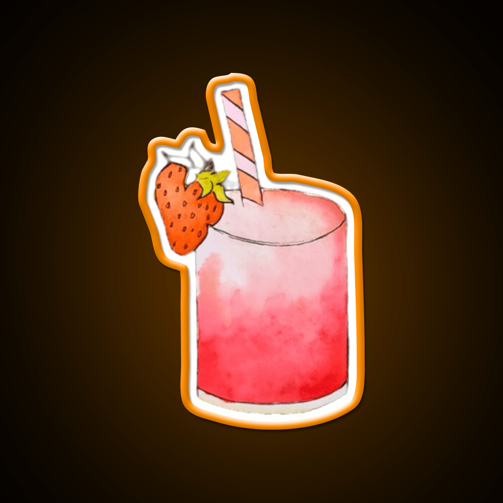 Strawberry Watercolor Cocktail Bar Decor Led Neon Sign Rgb Color - Shineneon