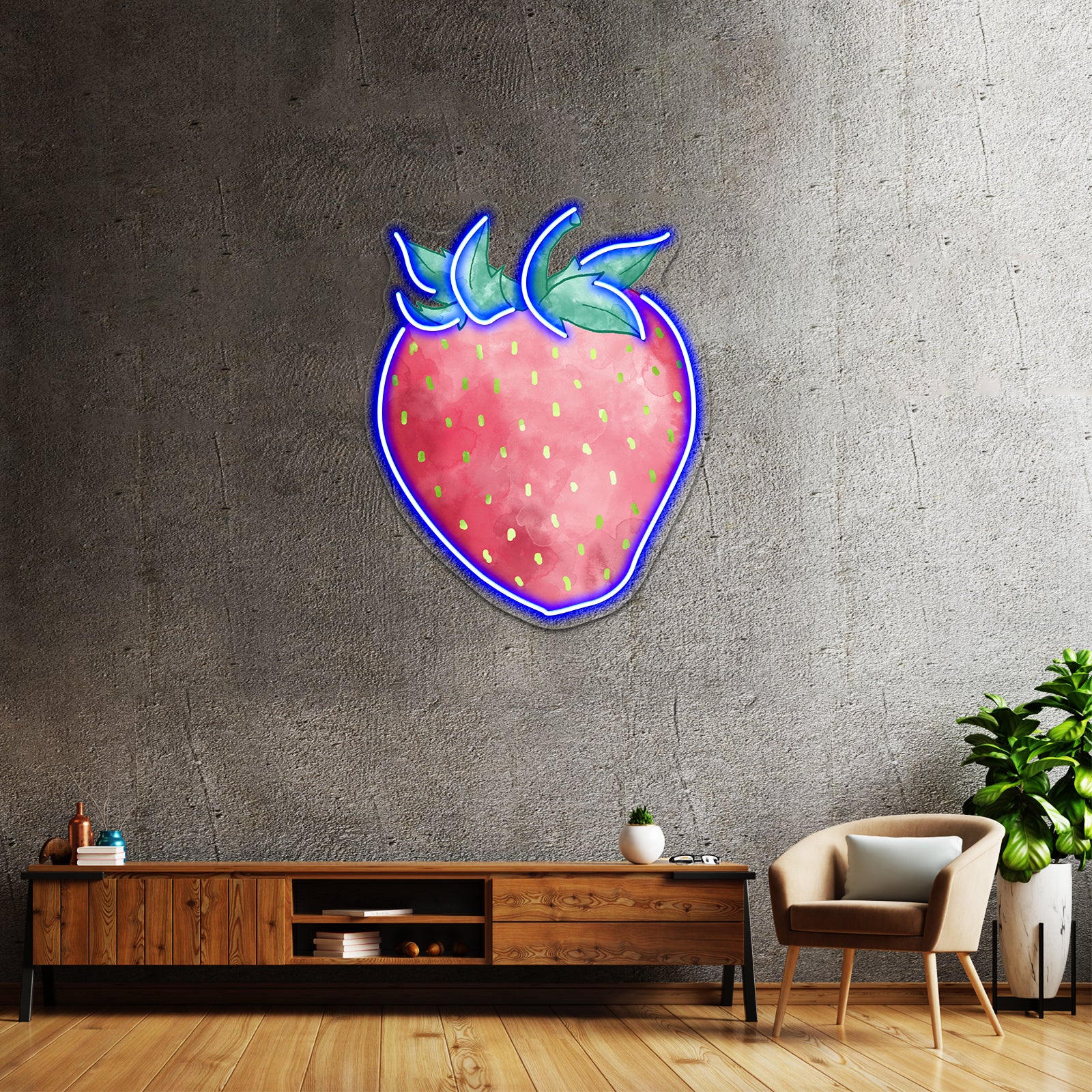 Strawberry Watercolor Neon Sign Artwork For Led Signs For Business | Shineneon