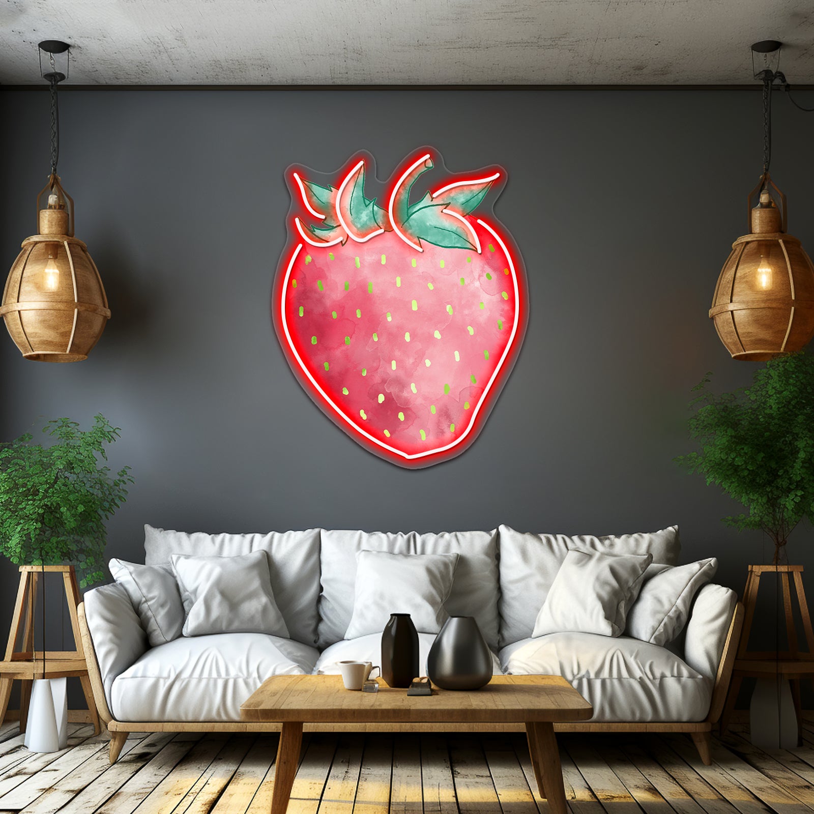 Strawberry Watercolor Neon Sign Artwork For Led Signs For Business | Shineneon