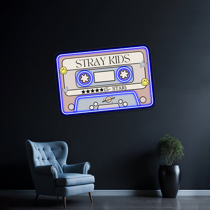 Stray Kids 5star Retro Pastel Cassette Tape Artwork Neon Signs For Sale