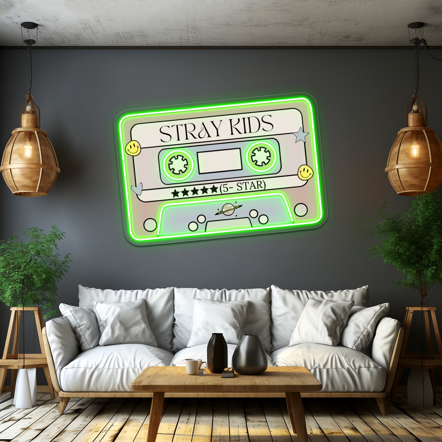 Stray Kids 5star Retro Pastel Cassette Tape Artwork Neon Signs For Sale