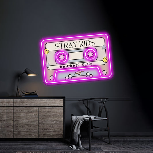 Stray Kids 5star Retro Pastel Cassette Tape Artwork Neon Signs For Sale