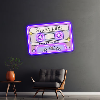 Stray Kids 5star Retro Pastel Cassette Tape Artwork Neon Signs For Sale