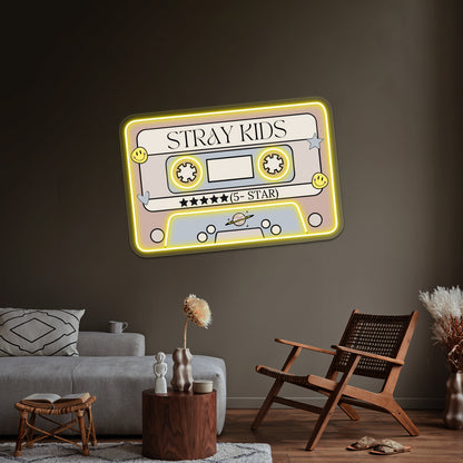 Stray Kids 5star Retro Pastel Cassette Tape Artwork Neon Signs For Sale