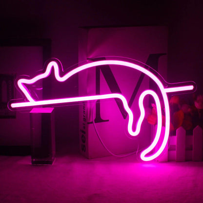 Stretching Cat Purple-Pink Led Neon Sign For Home Pet Shop Decor | Shineneon