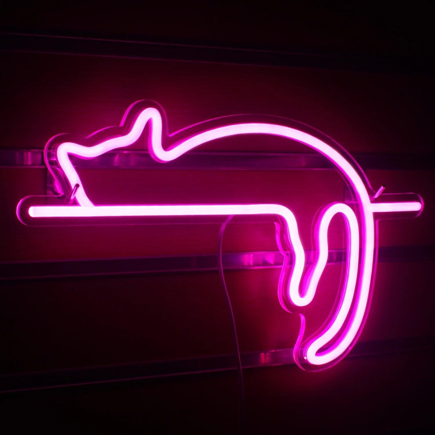 Stretching Cat Purple-Pink Led Neon Sign For Home Pet Shop Decor | Shineneon