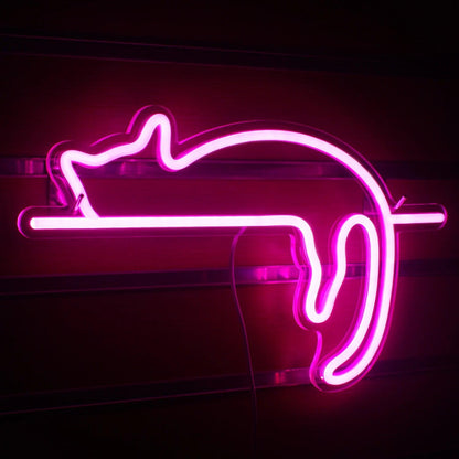 Stretching Cat Purple-Pink Led Neon Sign For Home Pet Shop Decor | Shineneon