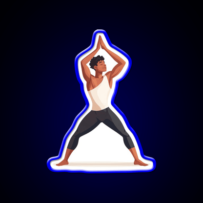 Strong And Centered Warrior Inspired Yoga Pose Man Yoga Led Neon Sign Rgb Color - Shineneon